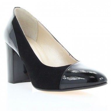 Туфли женские черные, лакированная кожа/велюр (2910 чн.Вл+Лк) Roma style