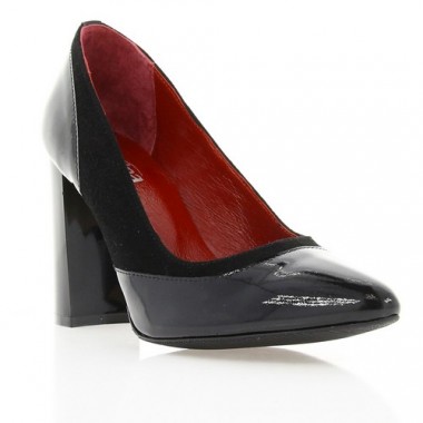 Туфли женские черные, лакированная кожа/велюр (2912 чн.Вл+Лк) Roma style