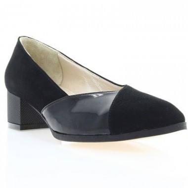 Туфли женские черные, лакированная кожа/велюр (2916 чн. Вл+Лк) Roma style