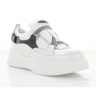 Кросівки жіночі білі/срібні/чорні, шкіра (3245 біл/срібн. Шк) Roma style
